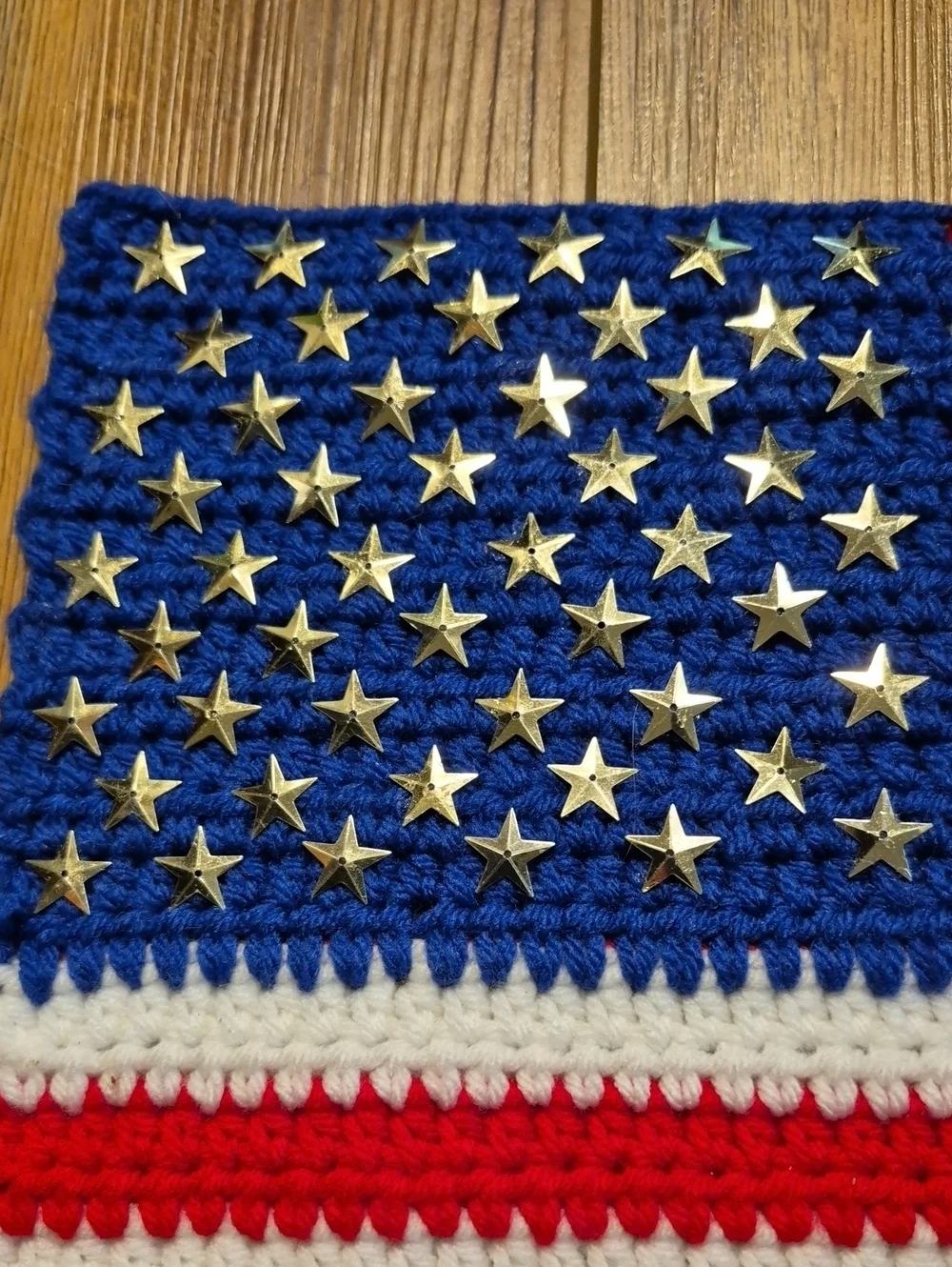 Patriotic Handmade Crocheted American Flag Placemats - Red, White & Blue
